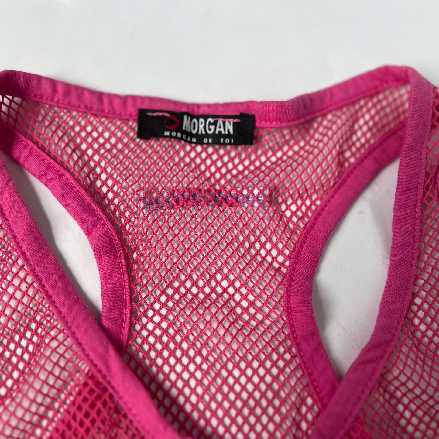 00's Morgan De Toi Fishnet Vest Top in Hot Pink