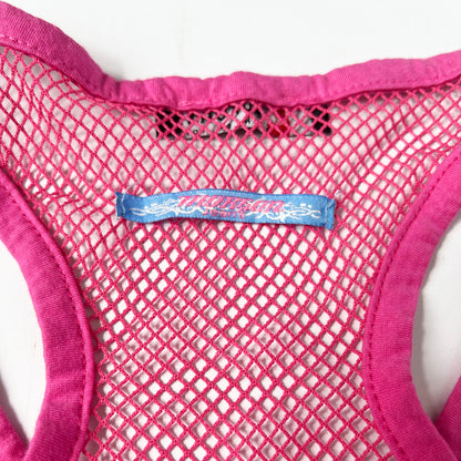 00's Morgan De Toi Fishnet Vest Top in Hot Pink