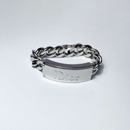 00's Christian Dior Gourmette Stash Bracelet in Silver