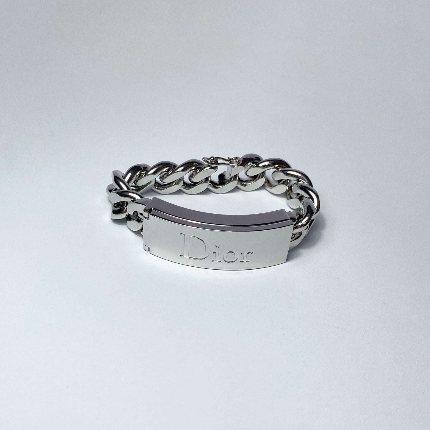 00's Christian Dior Gourmette Stash Bracelet in Silver