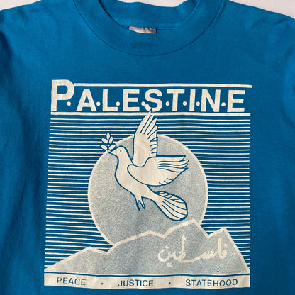 90's Palestine Graphic Longsleeve Tshirt in Blue - L