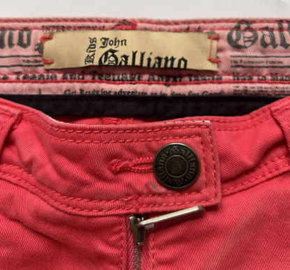 John Galliano Neon Pink Mini Skirt with Ruffle Detailing - XS