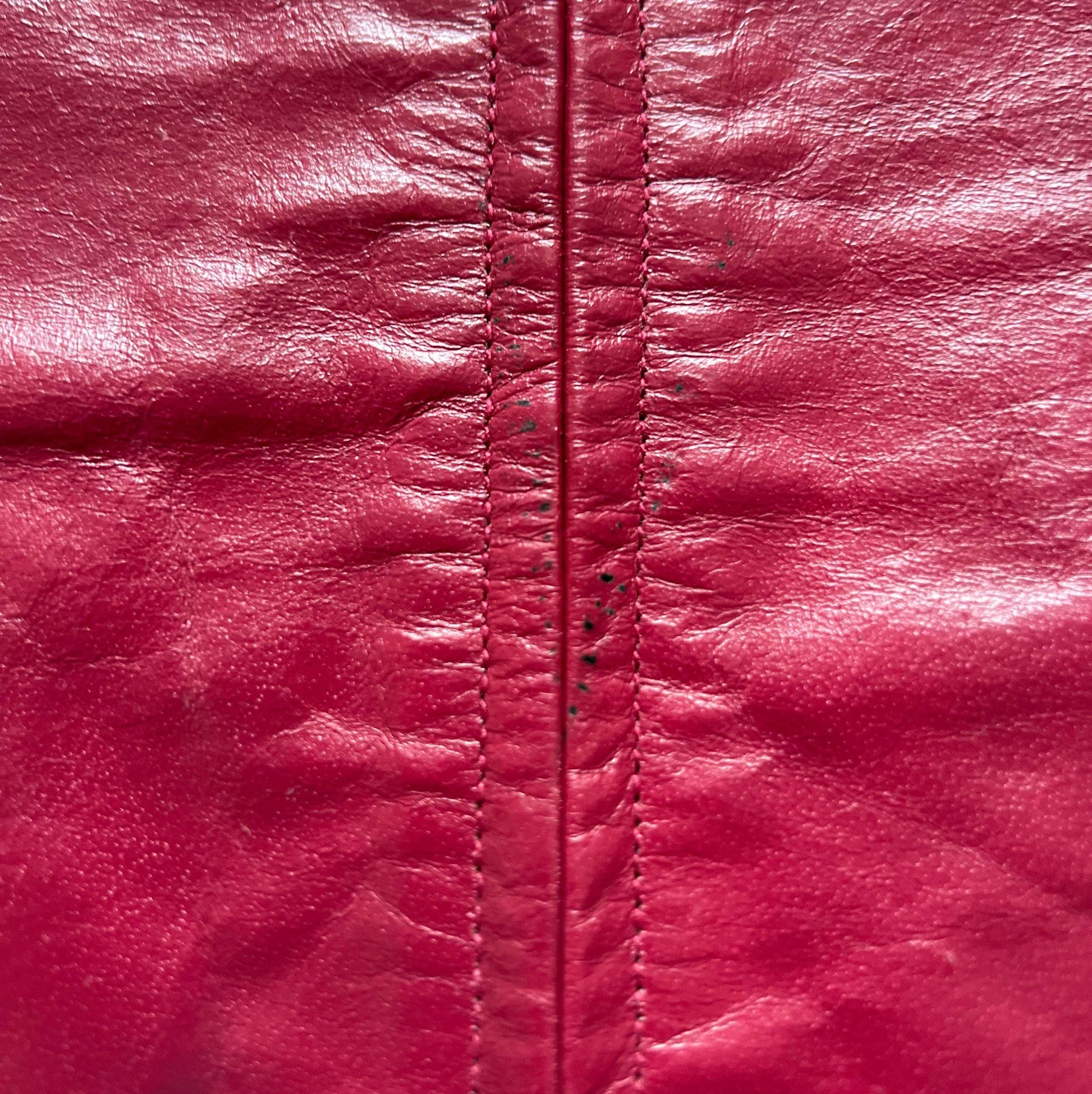 00's Deadstock Roxy Leather Biker Jacket in Magenta Pink - L