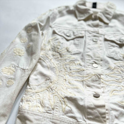 00's Eplay Denim Jacket with Embroidered Sun Detailing - XS