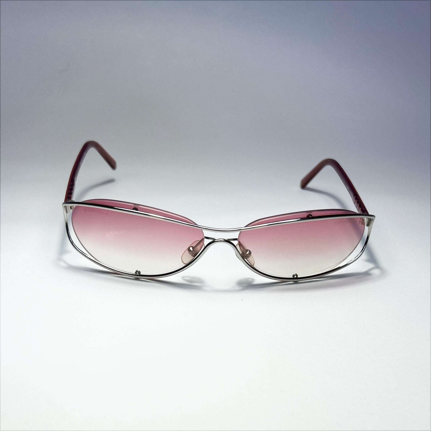 00's Chanel Rimless Sunglasses with Detached Wireframe in Pink