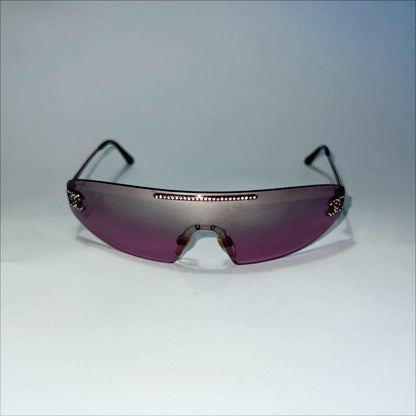 00's Chanel Swarovski Sheild Sunglasses in Pink