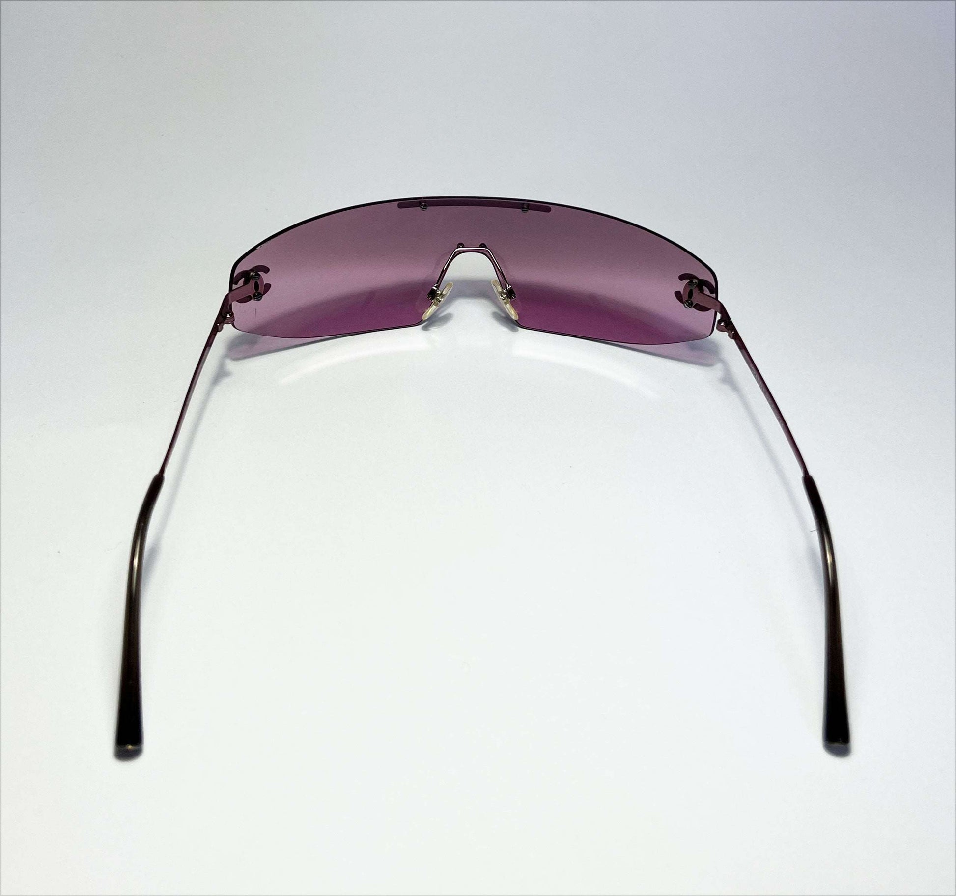 00's Chanel Swarovski Sheild Sunglasses in Pink