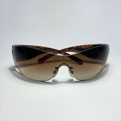 00's Prada Shield Sunglasses with Silver Flame Detail in Tortoiseshell