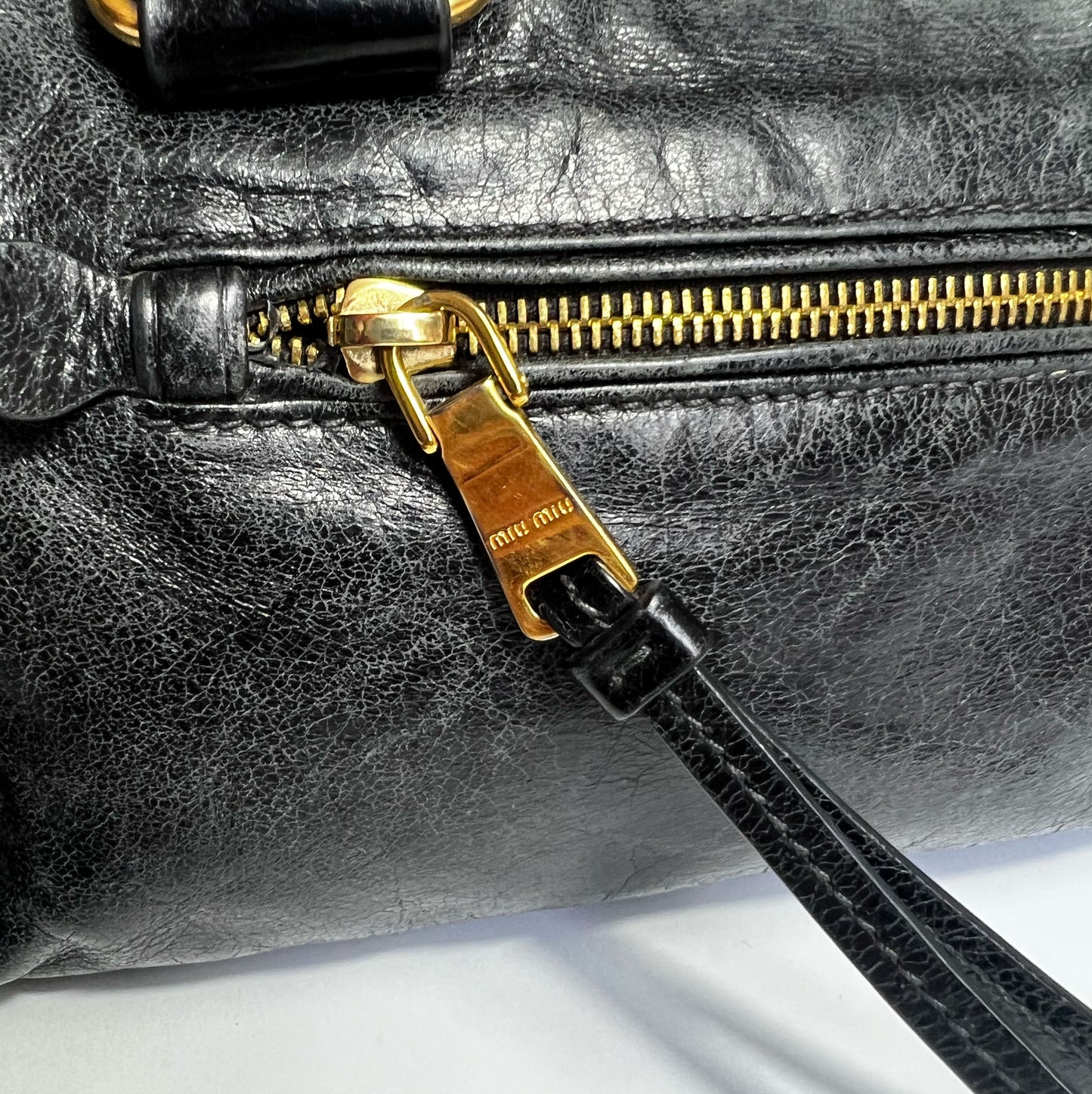 Vintage Miu Miu Bauletto Satchel Bag in Black Leather