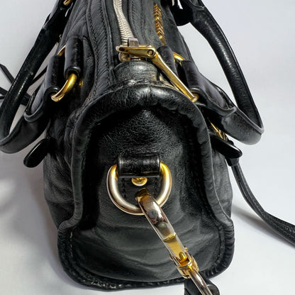 Vintage Miu Miu Bauletto Satchel Bag in Black Leather