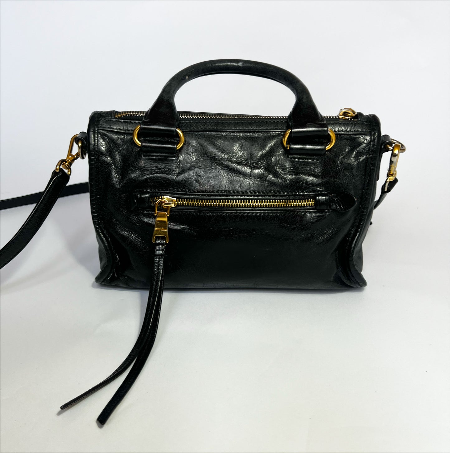 Vintage Miu Miu Bauletto Satchel Bag in Black Leather