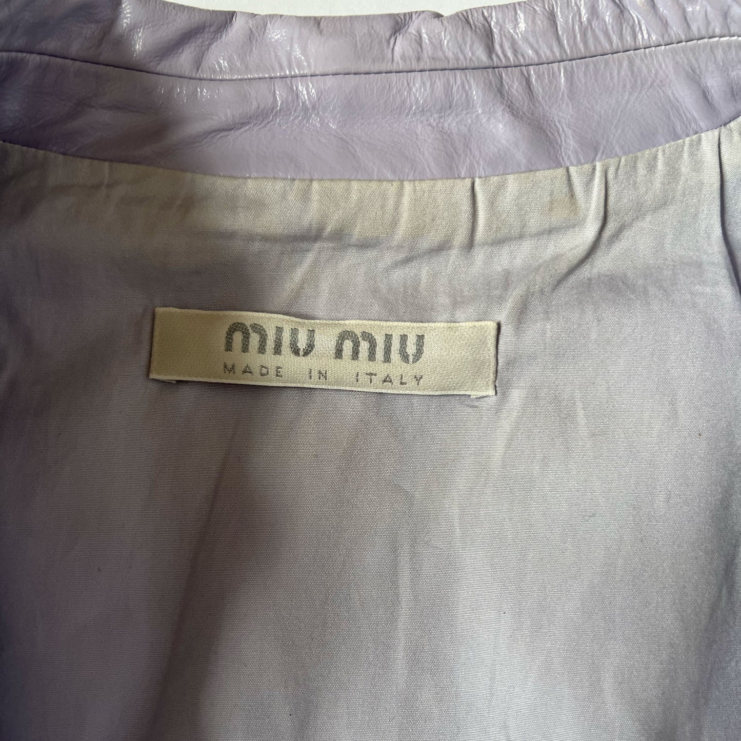 90s Miu Miu Leather Box Jacket in Lilac - XS