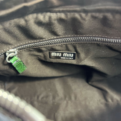 00's Miu Miu Bowling Bag in Green Leather with Aligator Effect