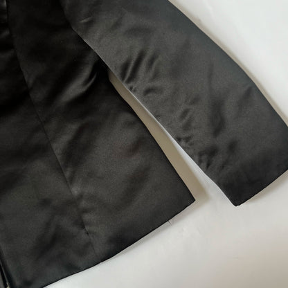 00's Box Jacket with Collar in Black Satin - M