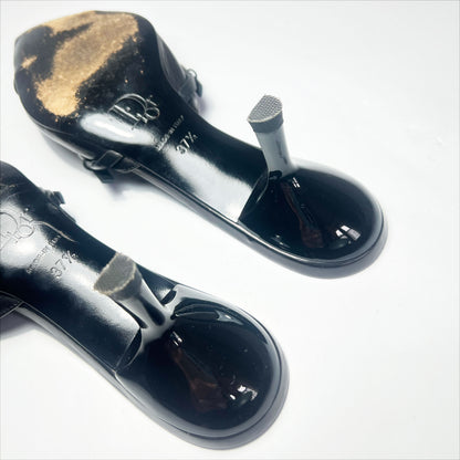 2003 FW Dior Bondage Kitten Heels in Black Leather - UK 5