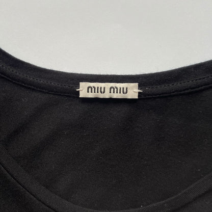 Miu Miu Tank Top with Silk Oval in Black - XS