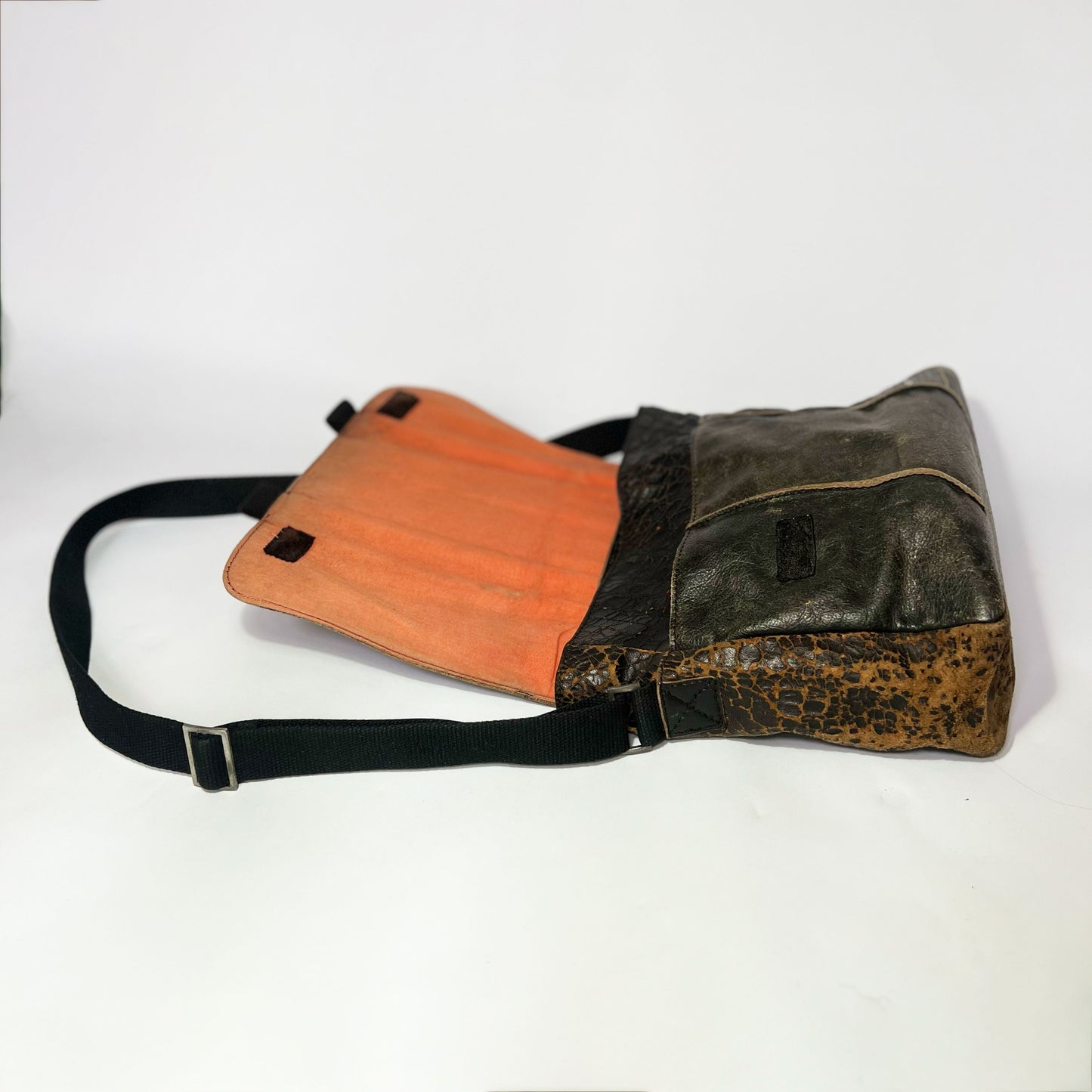 00's Diesel Distressed Leather Messenger Bag