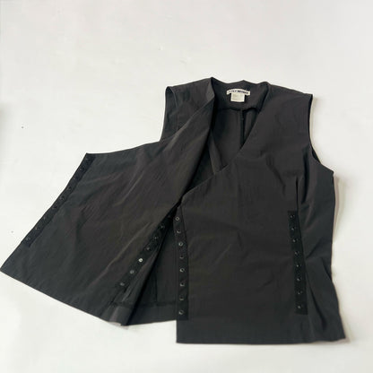 Vintage Issey Miyake Waistcoat with Popper Fastening in Charcoal - S