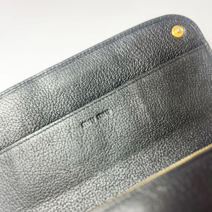 Vintage Miu Miu Long Wallet in Black Pebbled Leather