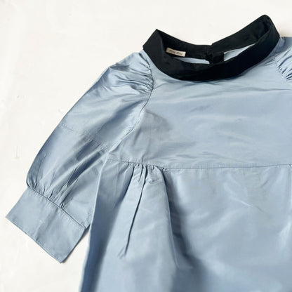 FW 2010 Miu Miu Babydoll Top with Mock Neck in Blue