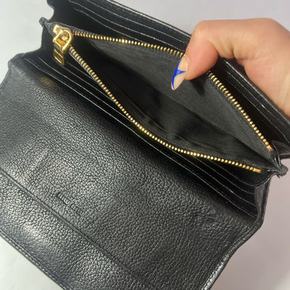 Vintage Miu Miu Long Wallet in Black Pebbled Leather