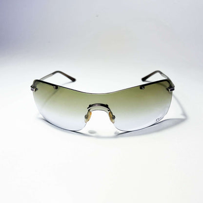 00's Dior Air 2 Rimless Shield Sunglasses with Green Tint