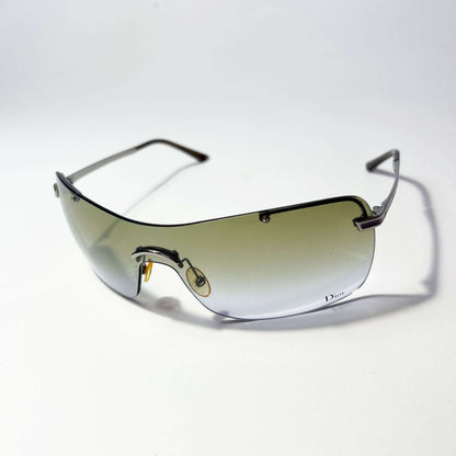 00's Dior Air 2 Rimless Shield Sunglasses with Green Tint