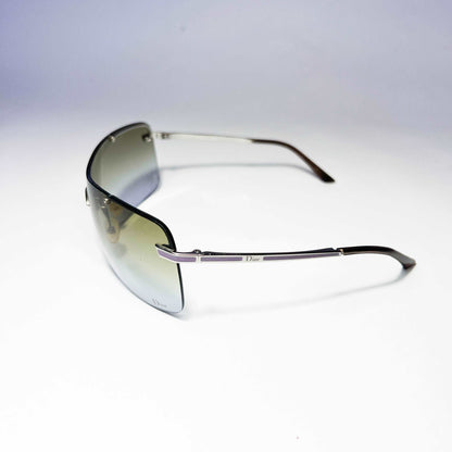 00's Dior Air 2 Rimless Shield Sunglasses with Green Tint