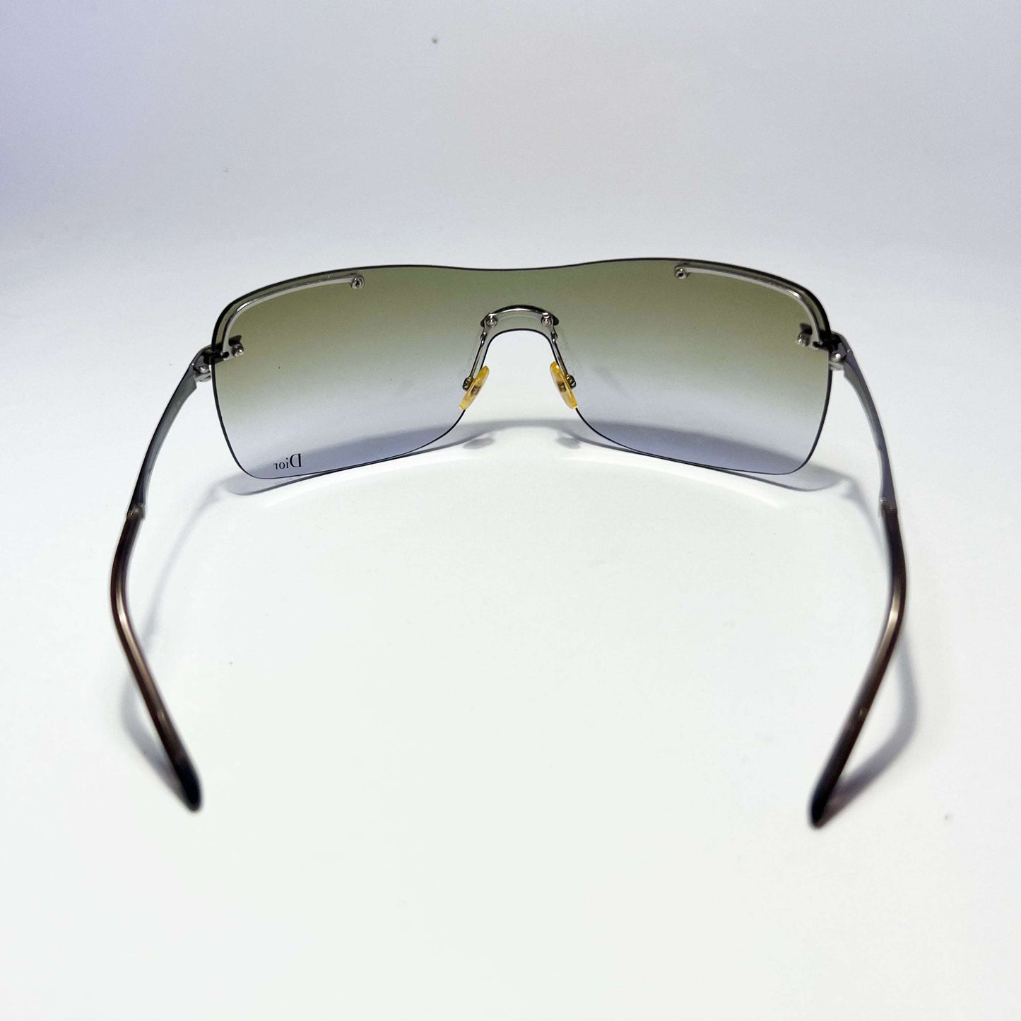 00's Dior Air 2 Rimless Shield Sunglasses with Green Tint