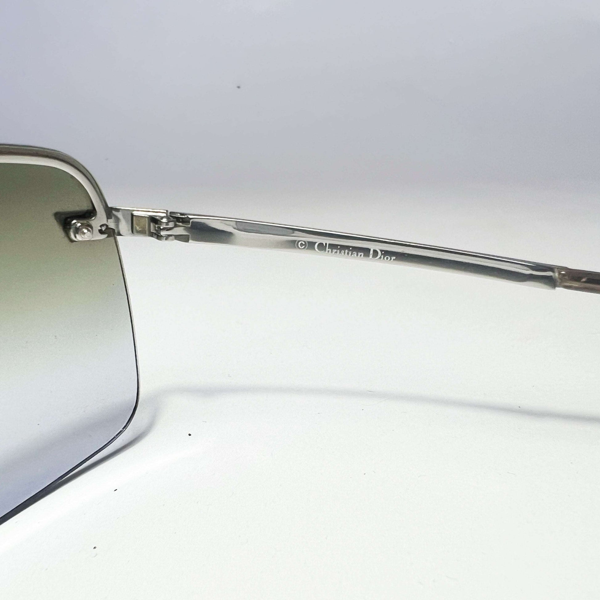 00's Dior Air 2 Rimless Shield Sunglasses with Green Tint