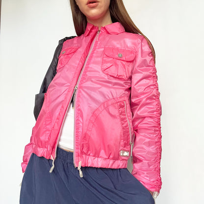 Vintage Versace Sport Jacket with Adjustable Ruched Sleeves in Transparent Pink - S