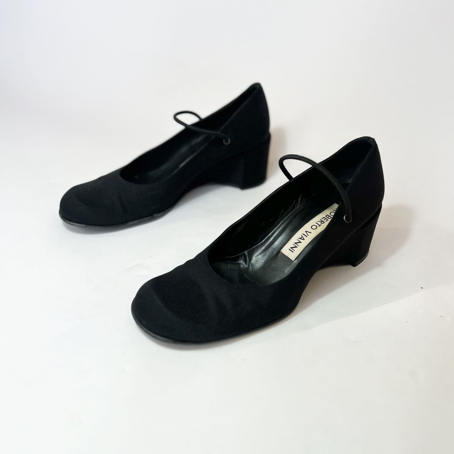 00's Satin Mary Jane with Wedge Heel in Black - UK 5