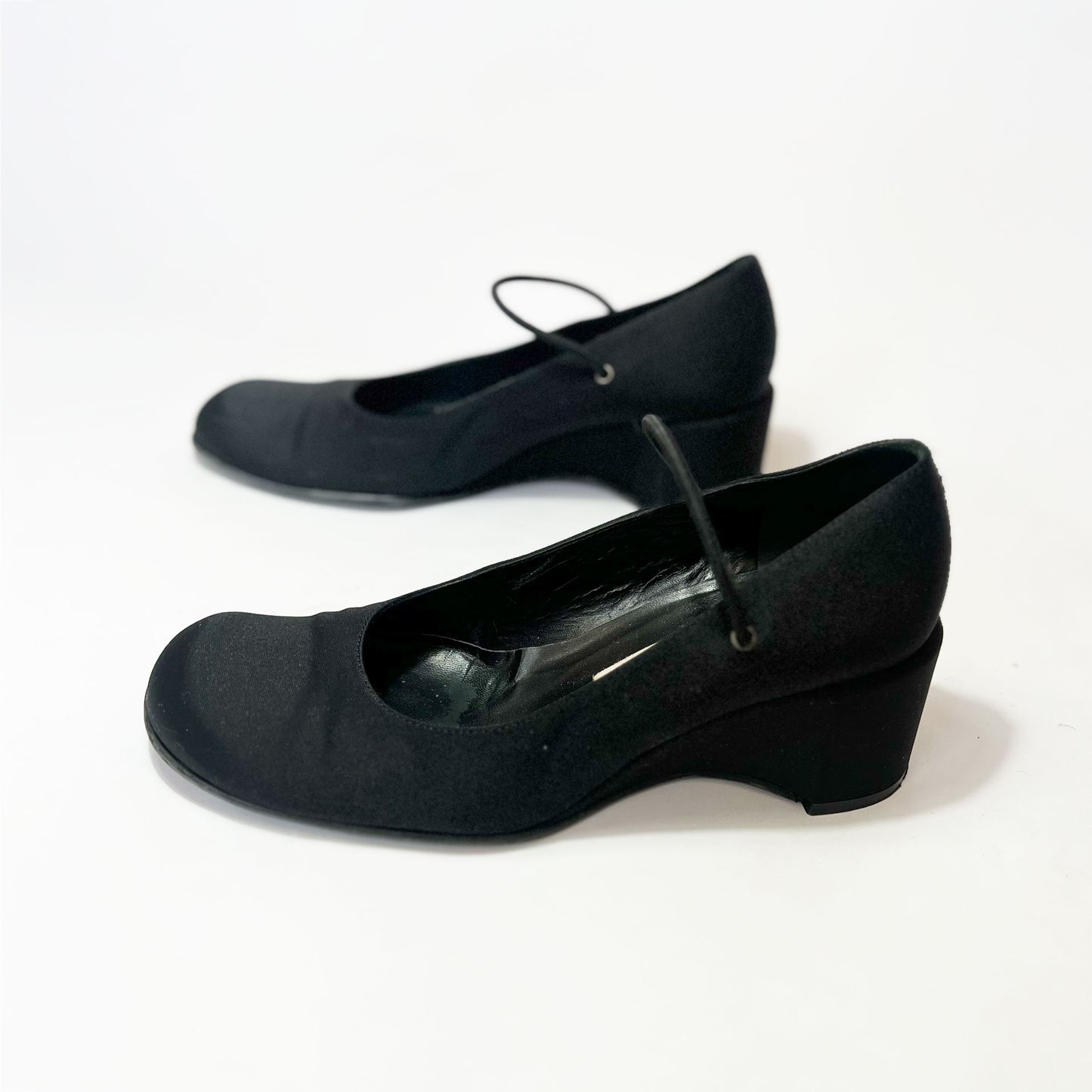 00's Satin Mary Jane with Wedge Heel in Black - UK 5