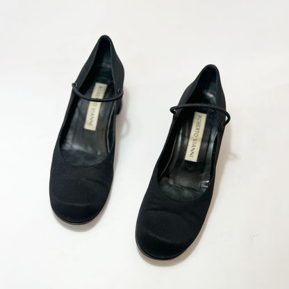 00's Satin Mary Jane with Wedge Heel in Black - UK 5