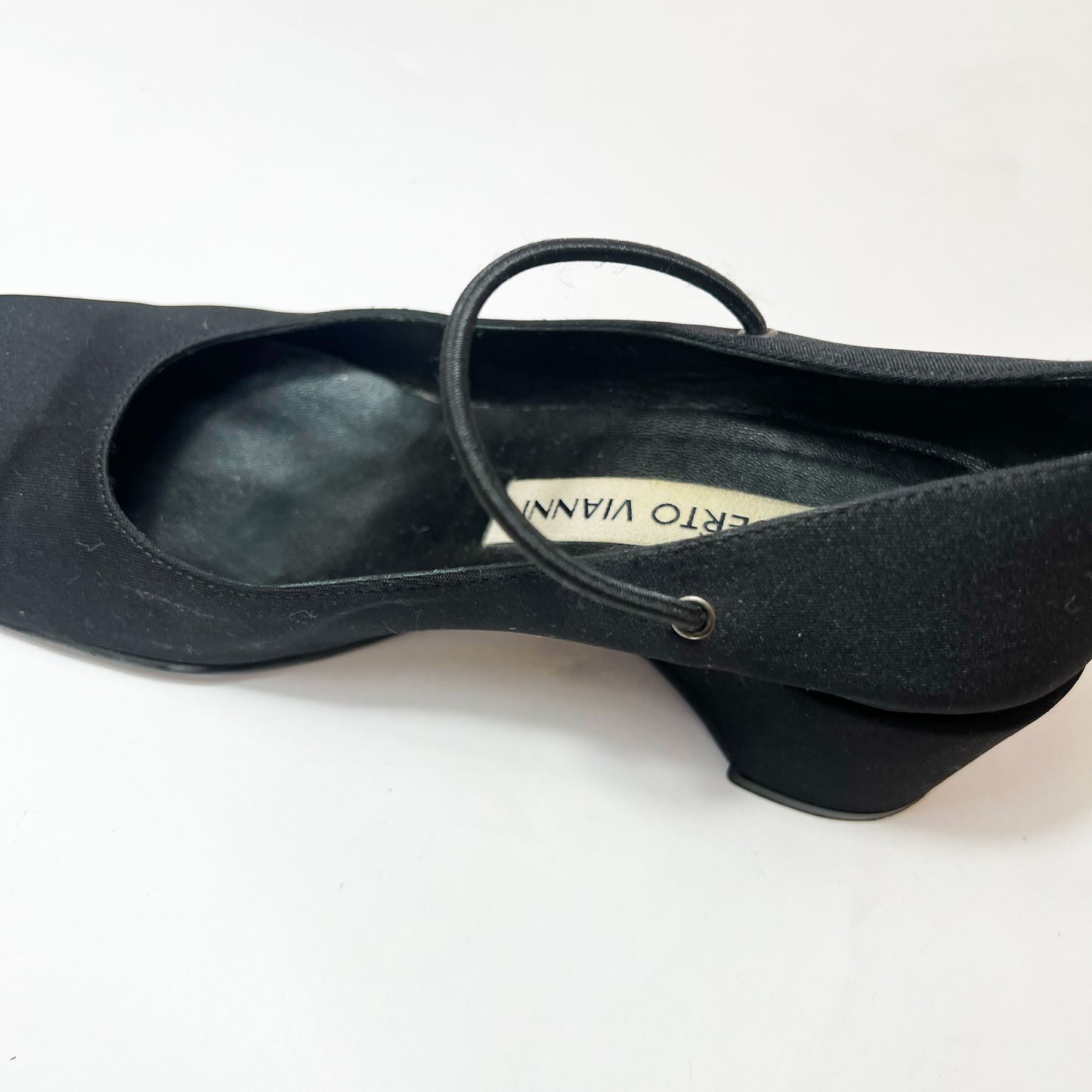 00's Satin Mary Jane with Wedge Heel in Black - UK 5