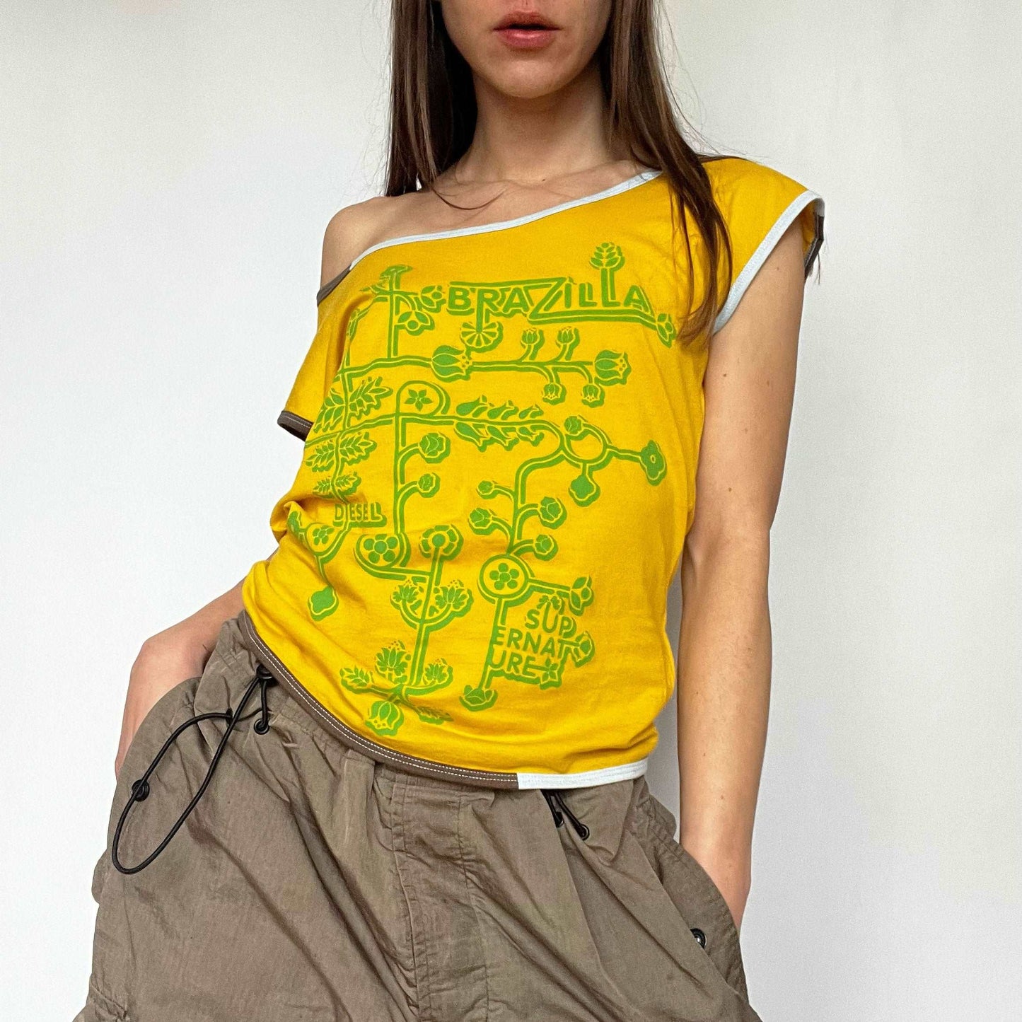 00's Diesel "Brazilla" Backless Top in Yellow with Contrasting Trim - S