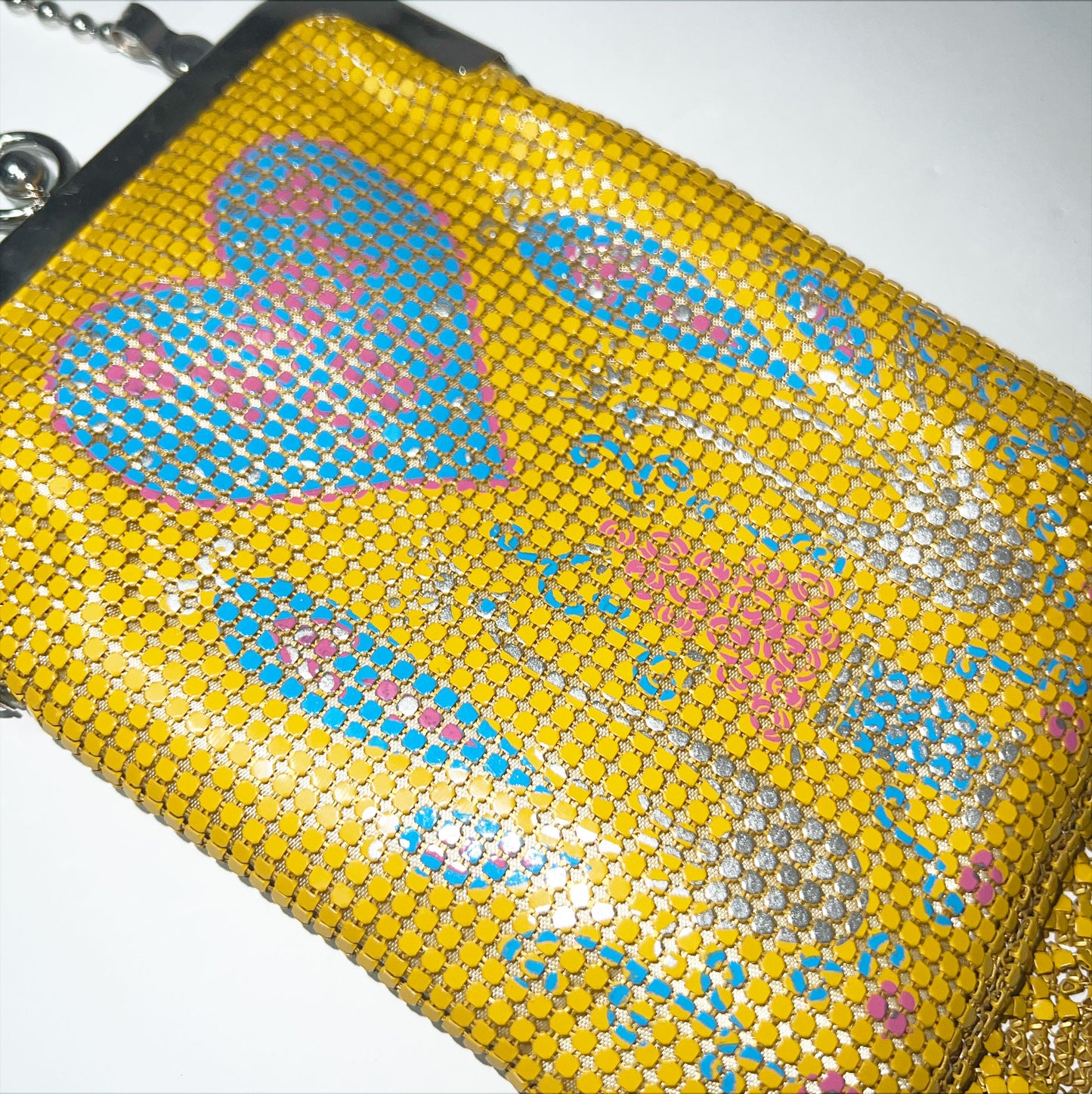 Vintage Anna Sui Chain Mail Bag with Swan Motif in Yellow