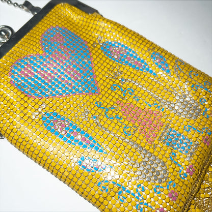 Vintage Anna Sui Chain Mail Bag with Swan Motif in Yellow