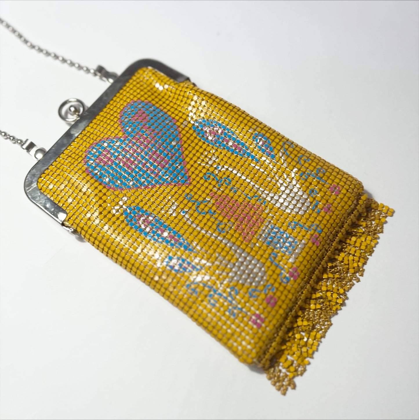 Vintage Anna Sui Chain Mail Bag with Swan Motif in Yellow