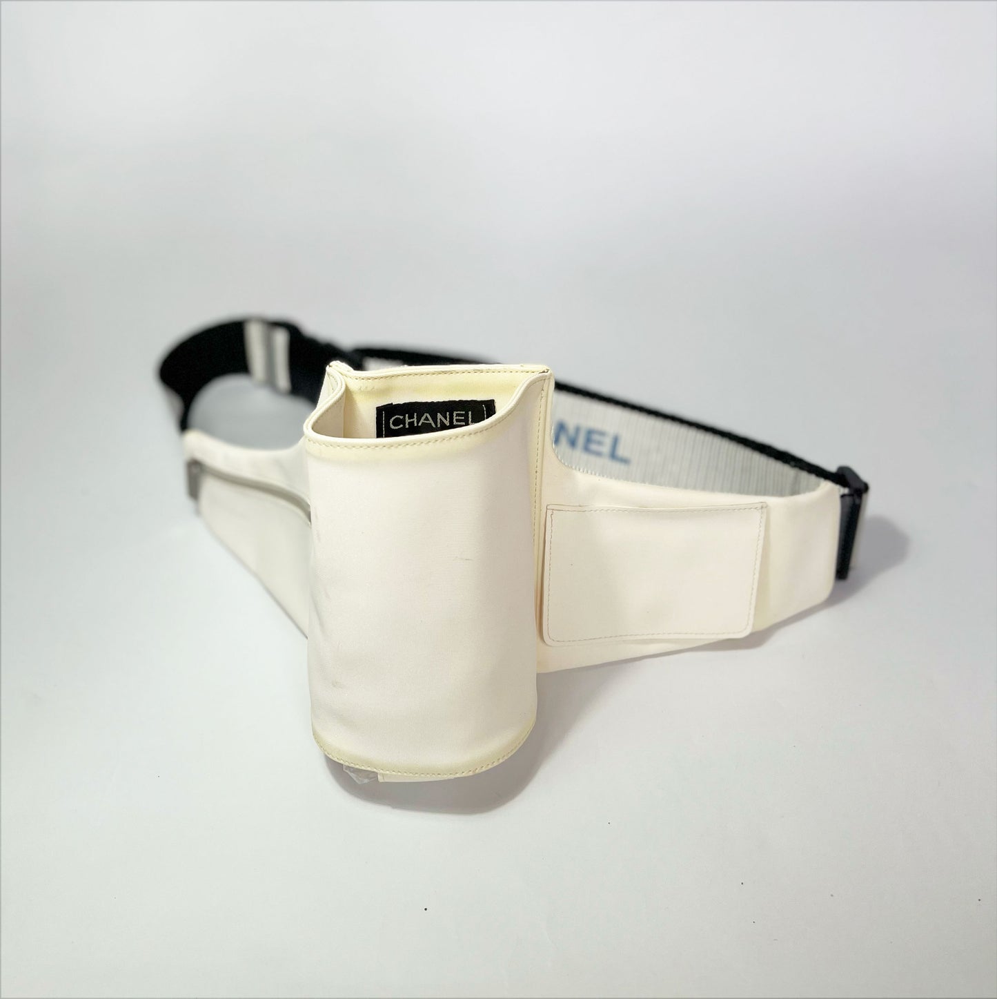 90's Chanel Sport Water Bottle Holder Belt Bag in White