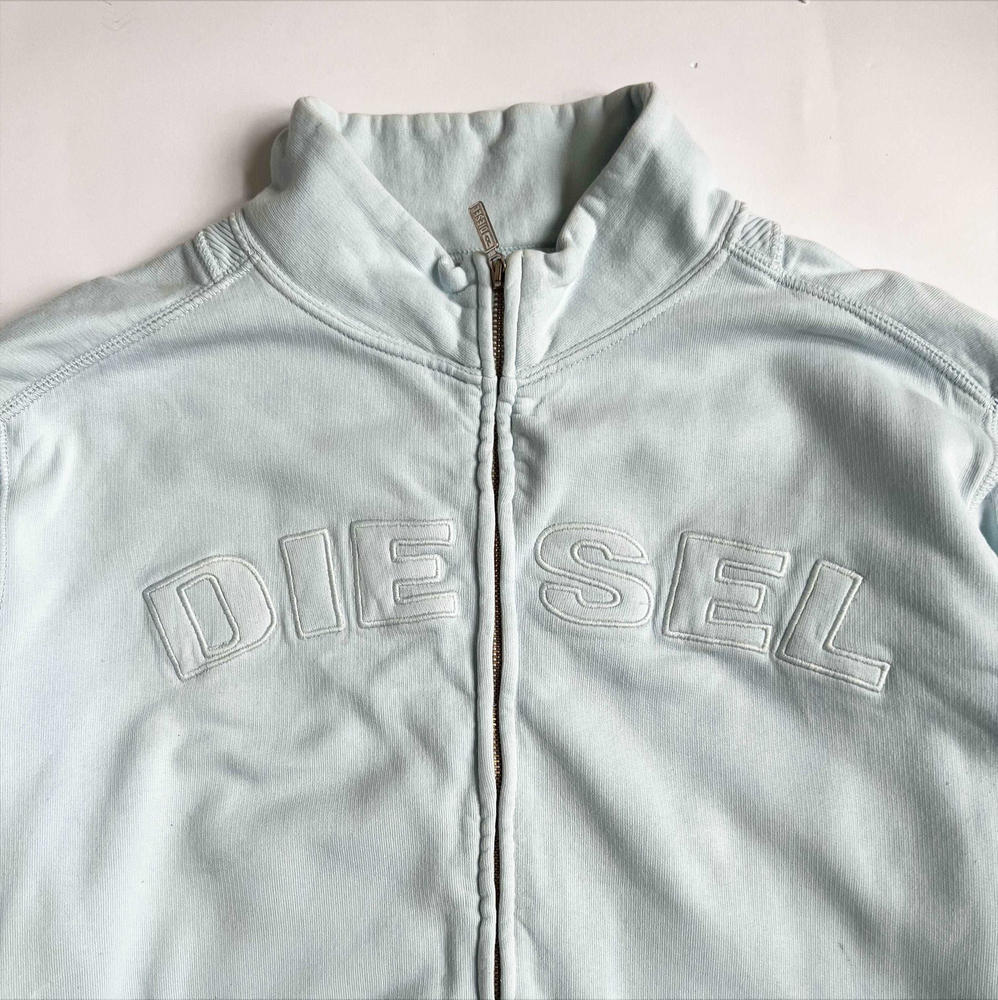 00's Diesel Spellout Zip Up Sweatshirt - XL