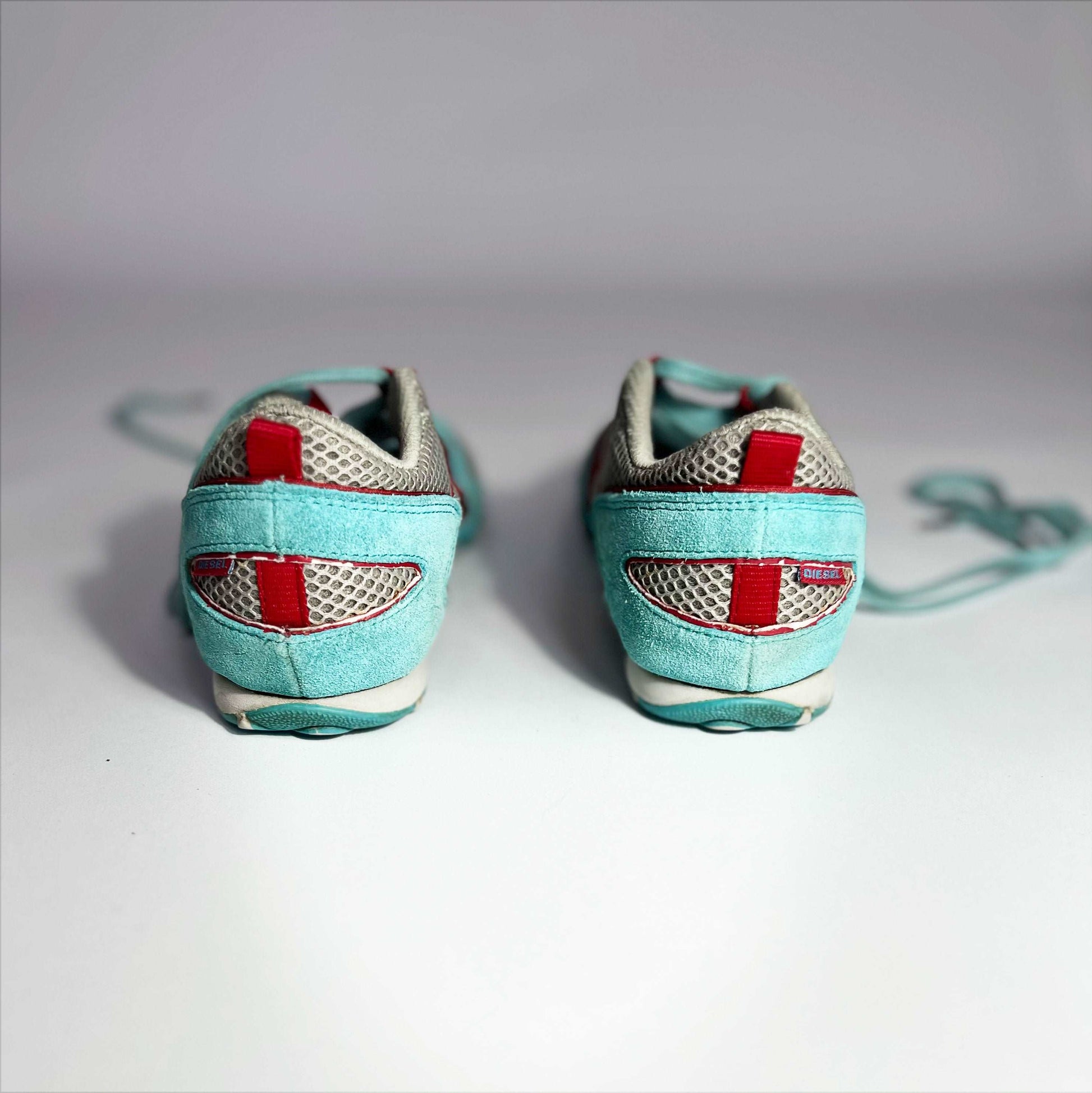 00's Diesel Suede Ballet Trainers with Blue / Red - UK 5