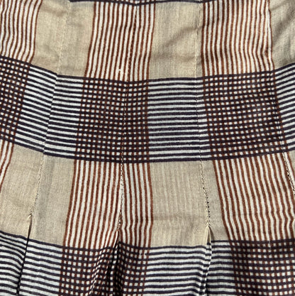 Prada Cotton Pleated Mid Length Skirt in Beige Check - w28"