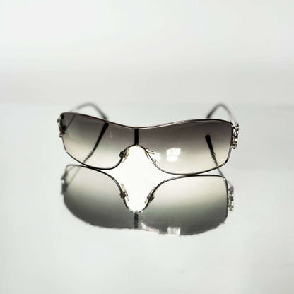 00's Chanel Wraparound Sunglasses with Crystals in Silver