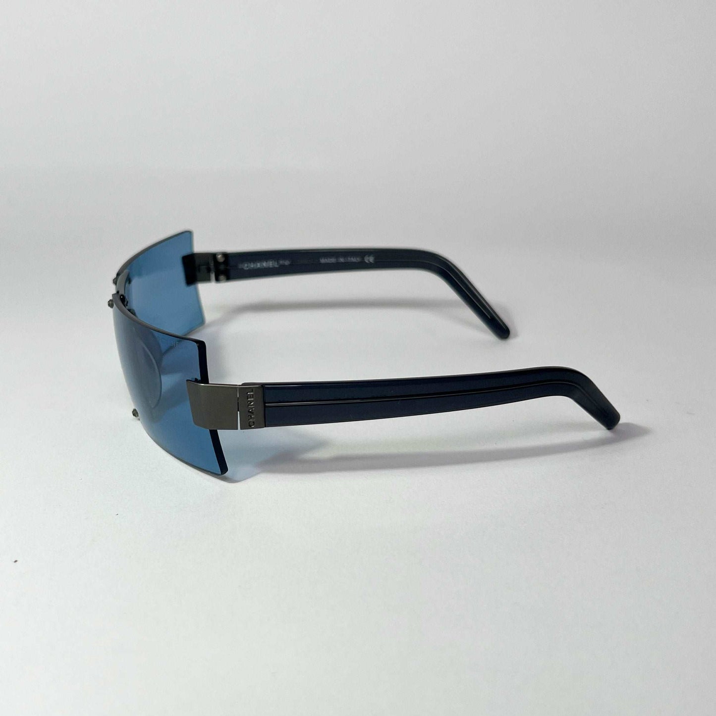 00's Chanel Rectangle Rimless Sunglasses with Blue Tint