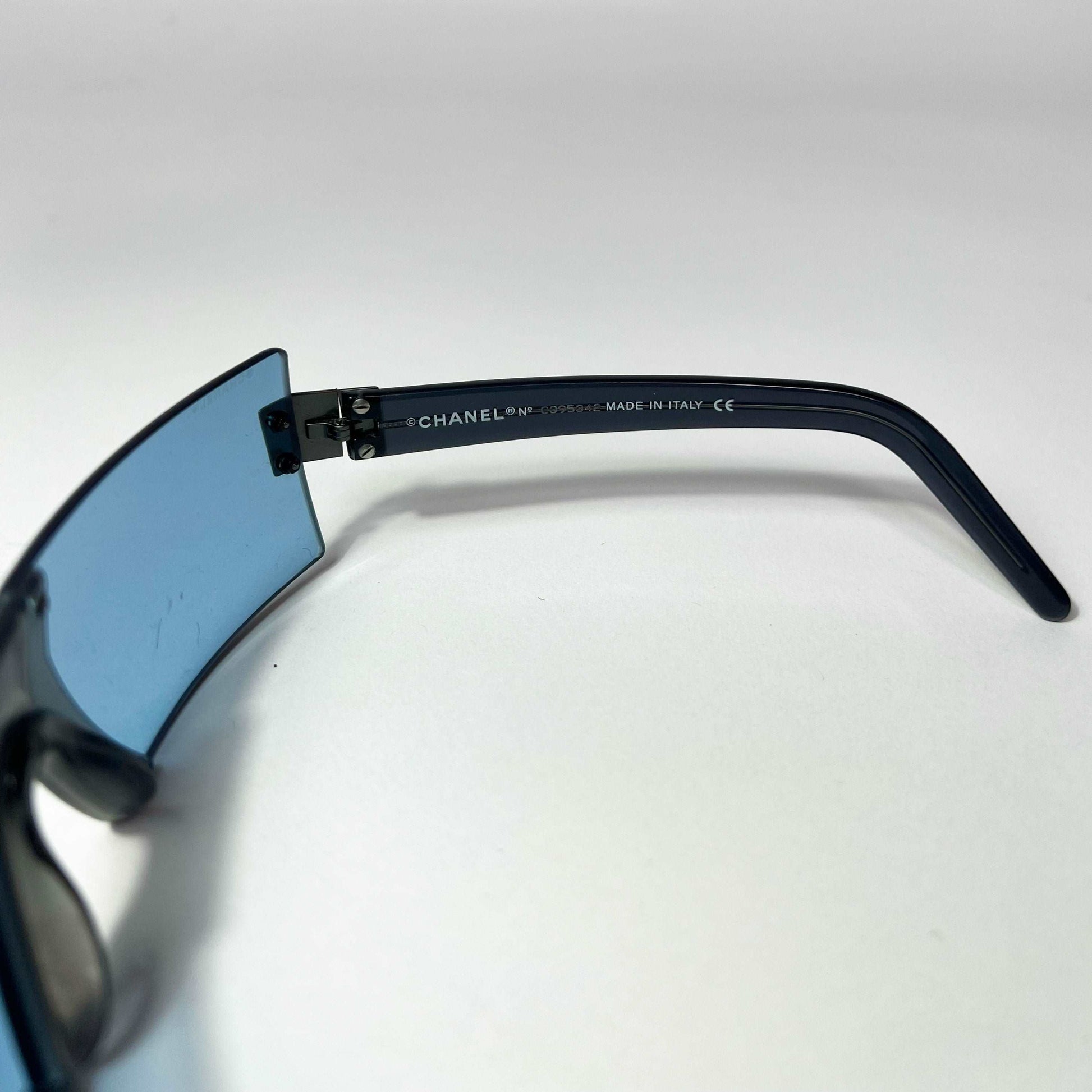 00's Chanel Rectangle Rimless Sunglasses with Blue Tint