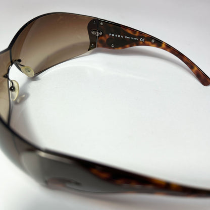 00's Prada Shield Sunglasses with Silver Flame Detail in Tortoiseshell