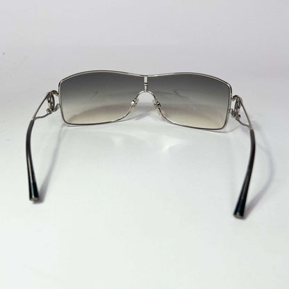 00's Chanel Wraparound Sunglasses with Crystals in Silver