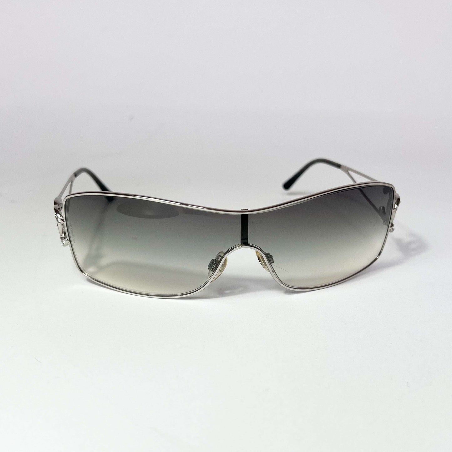 00's Chanel Wraparound Sunglasses with Crystals in Silver