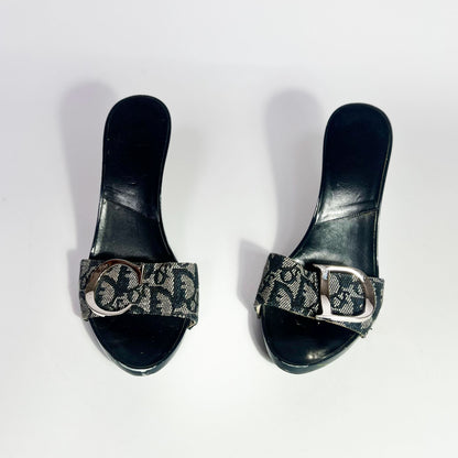 2004 Dior by John Galliano Monogram Denim Heels with Silver Charms - EU 37.5